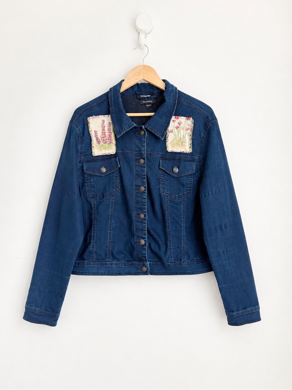 Vintage Floral Patchwork Denim Jacket Cottagecore XXL
